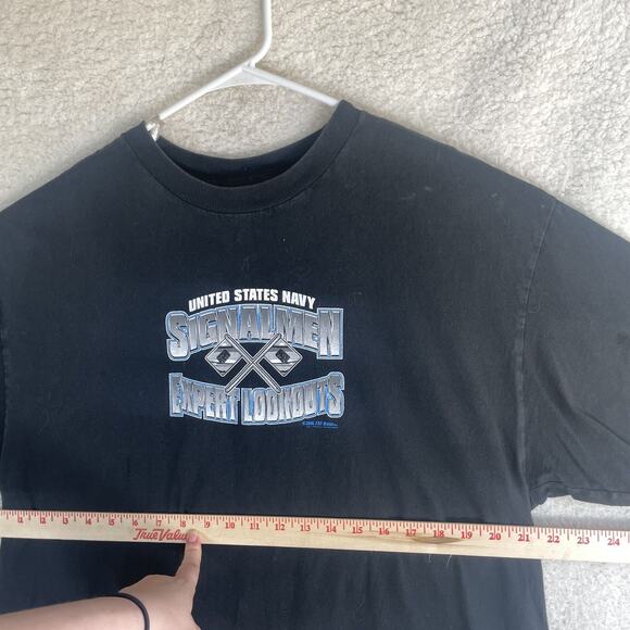 Vintage US Navy Shirt Mens XL Black Signalman Expert Lookout Graphic Tee - Picture 5 of 15